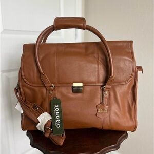 NWT SONDRIO (Mercury Luggage) 17" Leather Travel Overnight Business Case, Brown